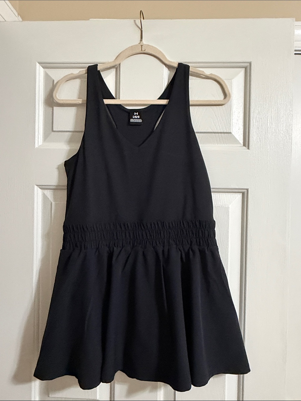 NWT Under Armour Black Racer Back Athletic Athleisure Dress with Shorts Large
